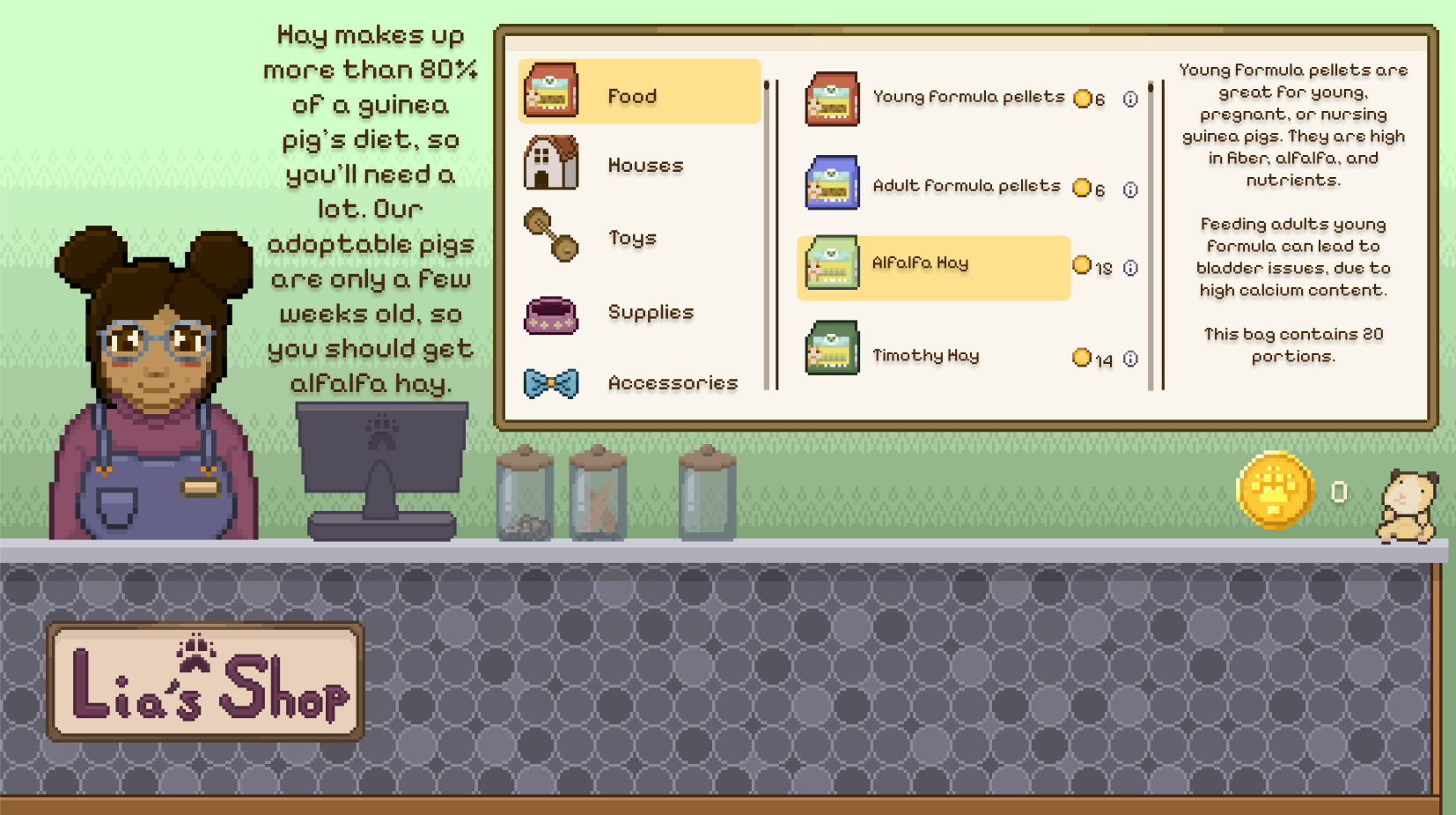 Lia's Shop Screen